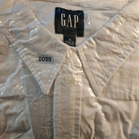 New Gap Women's Bright White Button-Up Shirt S Linen blend Capsule Beach top - Picture 15 of 15